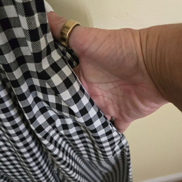 Avec Les Filles NWT Black White Gingham Fit And Flare Midi Dress Pockets Size 12 - Picture 7 of 10